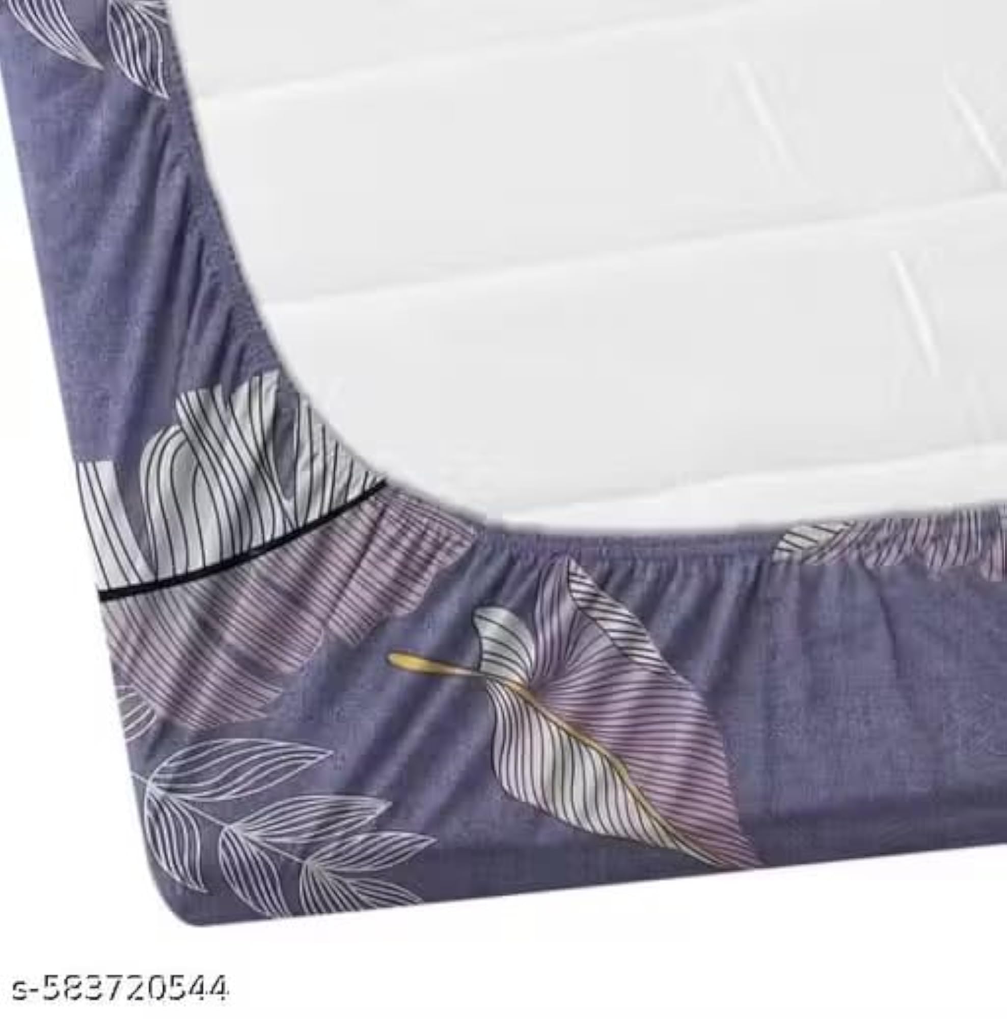Cotton Feel Glace Cotton Elastic Fitted Double Bed Bedsheet with Pillow Covers